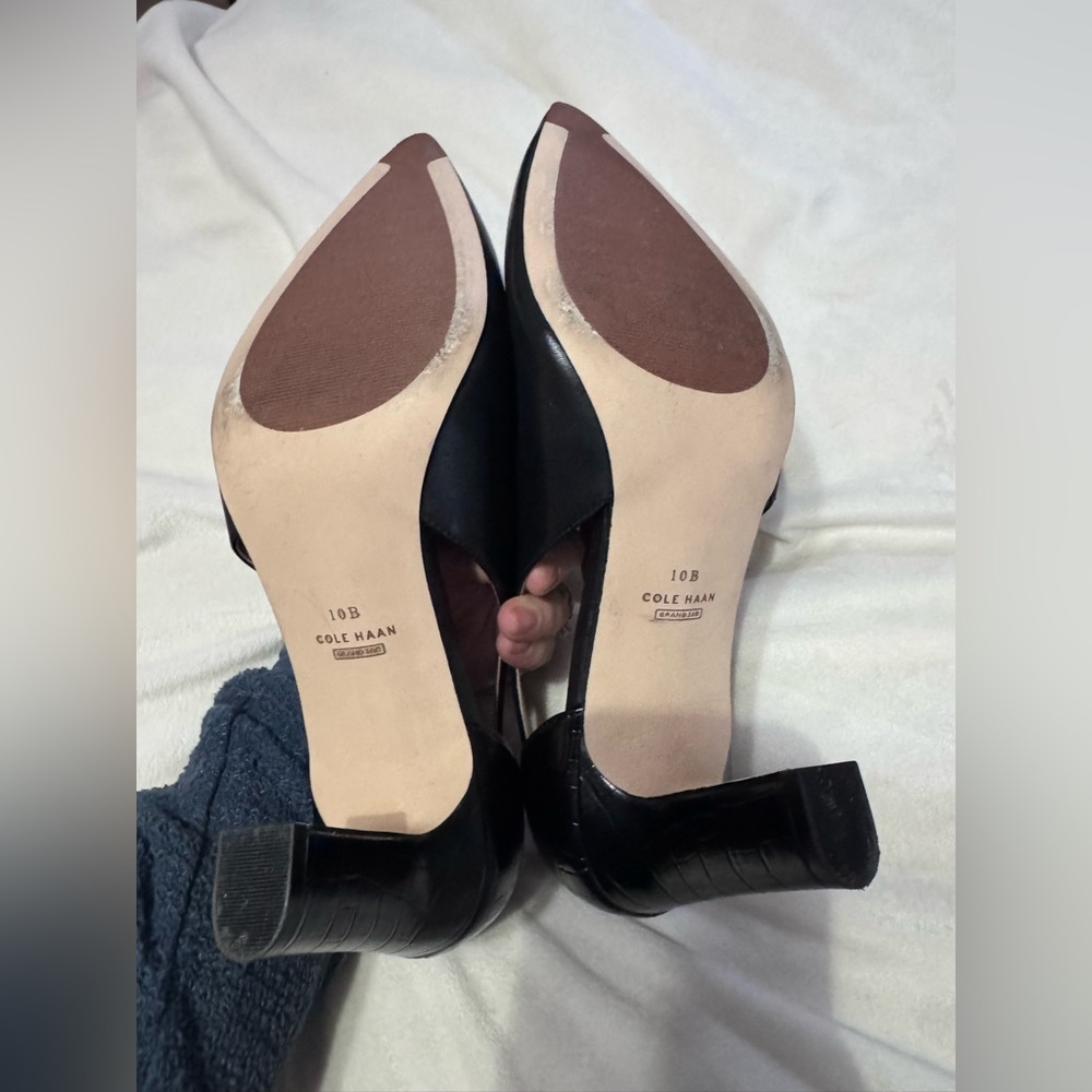 Cole Haan VIERA POINTED TOE PUMP IN BLACK PRINCESS/ FIRENZE CROC Size 10B Leathe - Picture 6 of 12